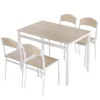 HOMCOM Essgruppe mit 4 Stühlen MDF Metall Hellgrau L100 x B63 x H76,5 cm* Tische|Stühle