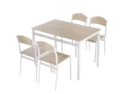 HOMCOM Essgruppe mit 4 Stühlen MDF Metall Hellgrau L100 x B63 x H76,5 cm* Tische|Stühle