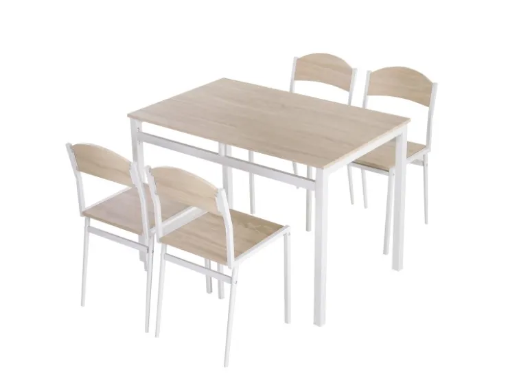 HOMCOM Essgruppe mit 4 Stühlen MDF Metall Hellgrau L100 x B63 x H76,5 cm* Tische|Stühle