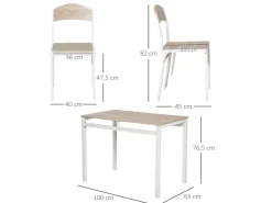 HOMCOM Essgruppe mit 4 Stühlen MDF Metall Hellgrau L100 x B63 x H76,5 cm* Tische|Stühle