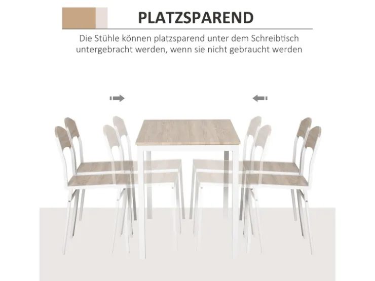 HOMCOM Essgruppe mit 4 Stühlen MDF Metall Hellgrau L100 x B63 x H76,5 cm* Tische|Stühle