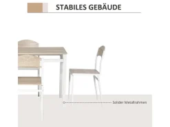 HOMCOM Essgruppe mit 4 Stühlen MDF Metall Hellgrau L100 x B63 x H76,5 cm* Tische|Stühle
