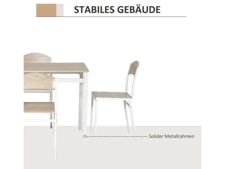 HOMCOM Essgruppe mit 4 Stühlen MDF Metall Hellgrau L100 x B63 x H76,5 cm* Tische|Stühle