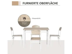 HOMCOM Essgruppe mit 4 Stühlen MDF Metall Hellgrau L100 x B63 x H76,5 cm* Tische|Stühle