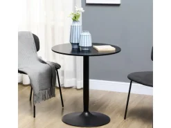 HOMCOM Esstisch für 2 Personen mit Stahlbeinen Rutschfest Ø70 x 75 cm Schwarz* Tische