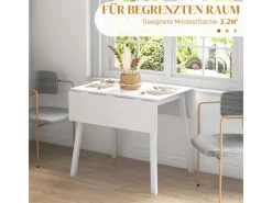 HOMCOM Esstisch für 2-4 Personen Kiefernholz Weiß 110L x 86B x 75H cm* Tische