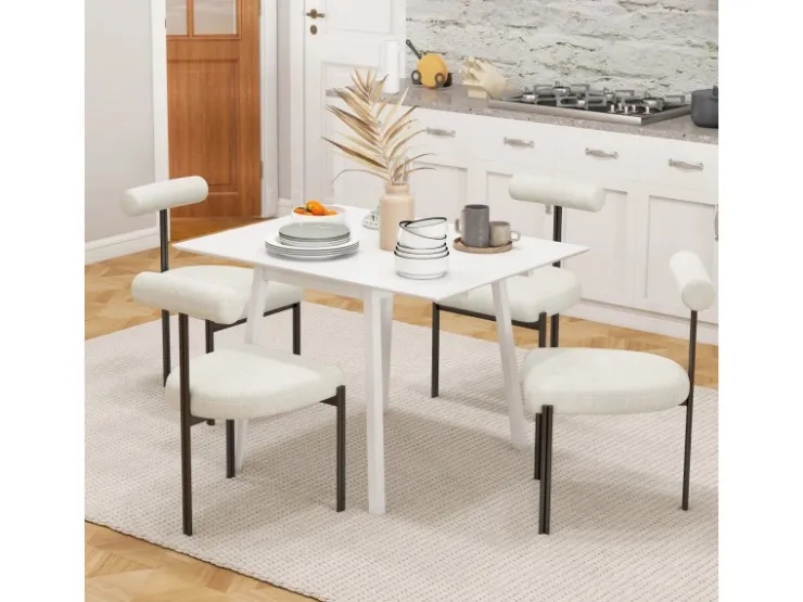 HOMCOM Esstisch für 2-4 Personen Kiefernholz Weiß 110L x 86B x 75H cm* Tische