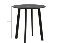 HOMCOM Esstisch für 4 Personen MDF Stahl Schwarz 72L x 72B x 75H cm