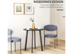 HOMCOM Esstisch für 4 Personen MDF Stahl Schwarz 72L x 72B x 75H cm
