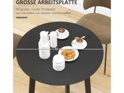 HOMCOM Esstisch für 4 Personen MDF Stahl Schwarz 72L x 72B x 75H cm