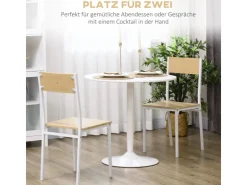 HOMCOM Esstisch MDF Stahl 80L x 80B x 75H cm Weiß* Tische