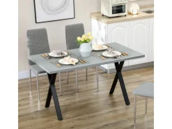HOMCOM Esstisch mit Steinoptik für 6 Personen Stahlbeine Grau 140 x 80 x 76 cm* Tische