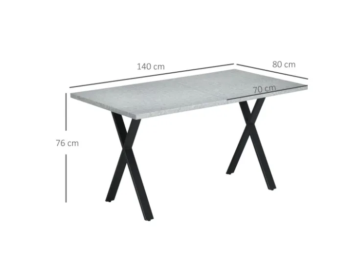 HOMCOM Esstisch mit Steinoptik für 6 Personen Stahlbeine Grau 140 x 80 x 76 cm* Tische