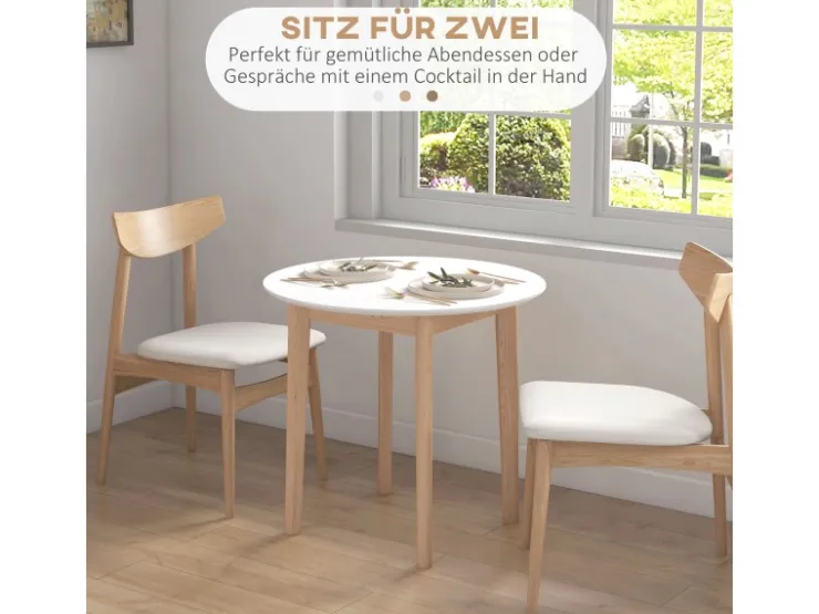 HOMCOM Esstisch Rund für 2 Personen mit Landhaus-Stil Ø75 x 76 cm Weiß* Tische