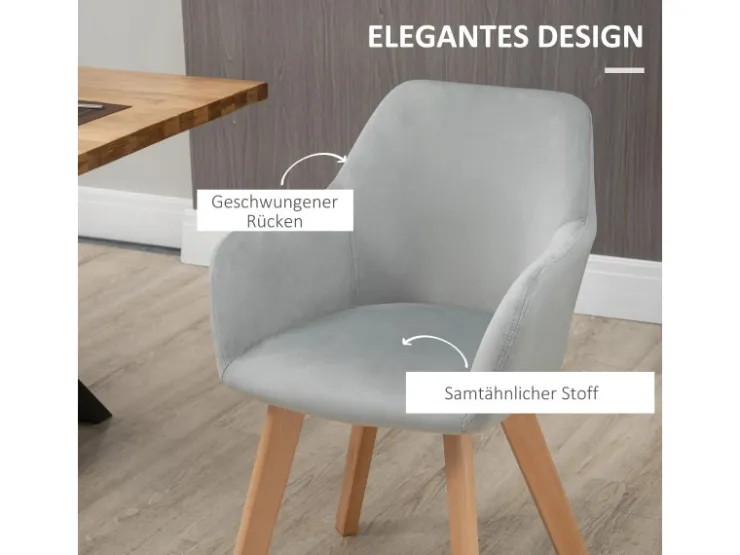 HOMCOM Esszimmerstühle 2er Set mit Gummierten Holzbeinen* Stühle