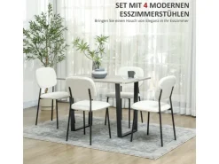 HOMCOM Esszimmerstühle Polyester Stahl 49L x 47B x 85H cm Weiß* Stühle