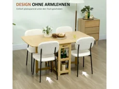 HOMCOM Esszimmerstühle Polyester Stahl 49L x 47B x 85H cm Weiß* Stühle