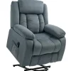 HOMCOM Fernsehsessel mit Aufstehhilfe Polyester Stahl Grau 92B x 94T x 105H cm