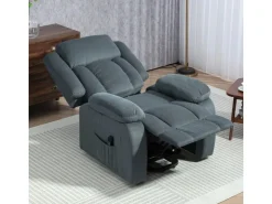 HOMCOM Fernsehsessel mit Aufstehhilfe Polyester Stahl Grau 92B x 94T x 105H cm