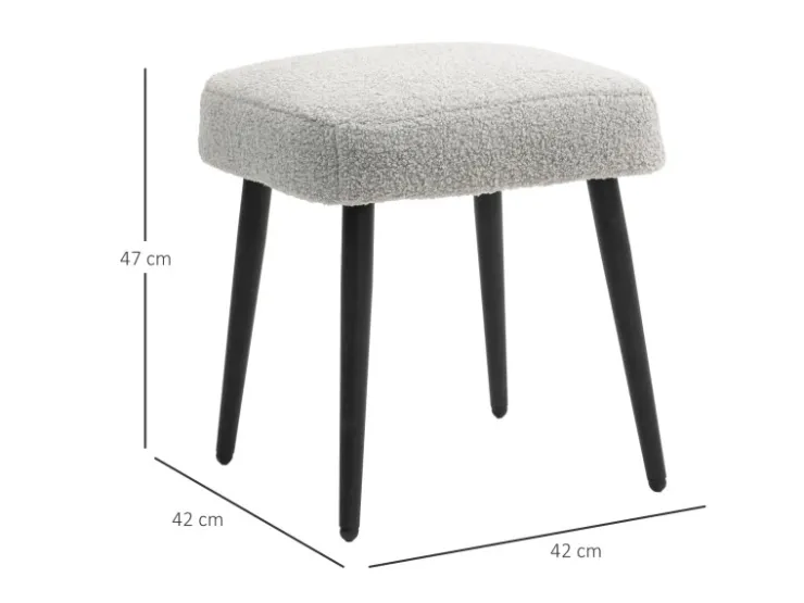 HOMCOM Fußhocker mit Kaschmir-Optik Stahlbeine Hellgrau 42 x 42 x 47 cm* Hocker