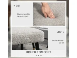 HOMCOM Fußhocker mit Kaschmir-Optik Stahlbeine Hellgrau 42 x 42 x 47 cm* Hocker