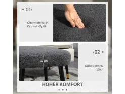 HOMCOM Fußhocker mit Kaschmir-Optik Stahlbeine Dunkelgrau 42 x 42 x 47 cm* Hocker