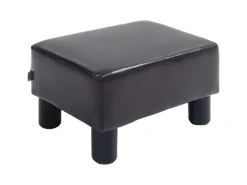 HOMCOM Fußhocker Rückenfreier Chesterfield aus Kunstleder Braun 40 x 30 x 24 cm