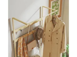 HOMCOM Garderobe mit Schuhbank Bambus Naturholz 73,5L x 34B x 171H cm
