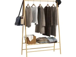 HOMCOM Garderobenständer Bambus Naturholz 116L x 43,5B x 160H cm