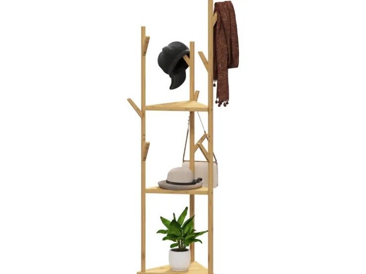 HOMCOM Garderobenständer Bambus 45L x 45B x 170H cm Naturholz* Garderoben
