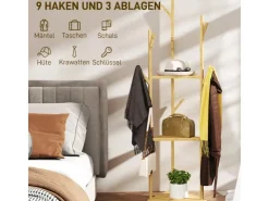 HOMCOM Garderobenständer Bambus 45L x 45B x 170H cm Naturholz* Garderoben