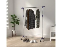 HOMCOM Garderobenständer mit Rollen Höhenverstellbar Edelstahl 86 x 45 x 95 cm* Garderoben