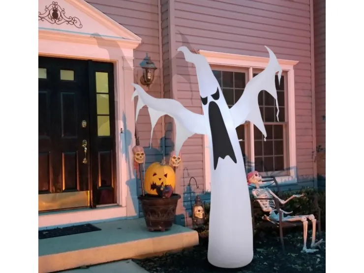 HOMCOM Halloween Aufblasbares Gespenst mit LEDs 130 x 30 x 180 cm* Dekorative Figuren