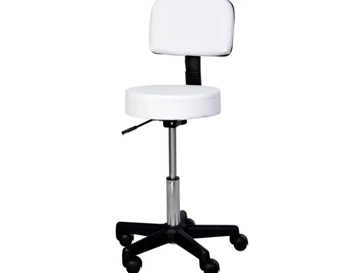 HOMCOM Höhenverstellbarer Arbeitshocker mit Lehne Drehbar Ø35 x 72-84 cm