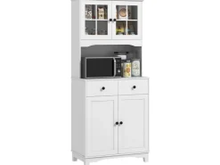 HOMCOM Küchenschrank Hochschrank Spanplatte Weiß 74,5L x 40B x 172H cm* Aufbewahrung