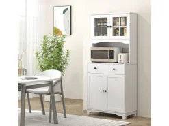 HOMCOM Küchenschrank Hochschrank Spanplatte Weiß 74,5L x 40B x 172H cm* Aufbewahrung