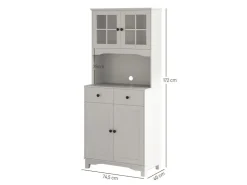 HOMCOM Küchenschrank Hochschrank Spanplatte Weiß 74,5L x 40B x 172H cm* Aufbewahrung