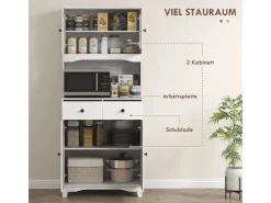 HOMCOM Küchenschrank Hochschrank Spanplatte Weiß 74,5L x 40B x 172H cm* Aufbewahrung