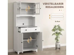 HOMCOM Küchenschrank Hochschrank Spanplatte Weiß 74,5L x 40B x 172H cm* Aufbewahrung