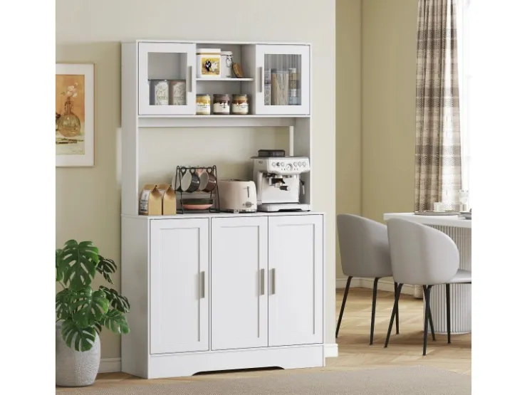 HOMCOM Küchenschrank Spanplatte MDF 108L x 35B x 180H cm Weiß* Vitrinen