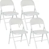 HOMCOM Klappstuhl Stahl Kunstleder 46L x 45B x 78H cm Weiß