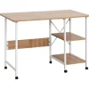 HOMCOM Klapptisch Mobiler Computertisch mit Rollen MDF Natur 107 x 55 x 76 cm
