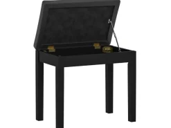 HOMCOM Klavierbank Gummiholz Kunstleder 55L x 34B x 50H cm Schwarz