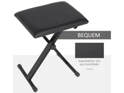 HOMCOM Klavierhocker Höhenverstellbar Zusammenklappbar Schwarz 39 x 29 x 37-47cm