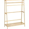 HOMCOM Kleiderständer mit Kleiderhaken Bambus Naturholz 114L x 40B x 139H cm* Garderoben