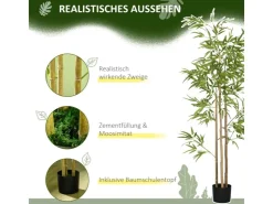 HOMCOM Künstliche Pflanze Kunststoff Metall Ø15 x 180H cm