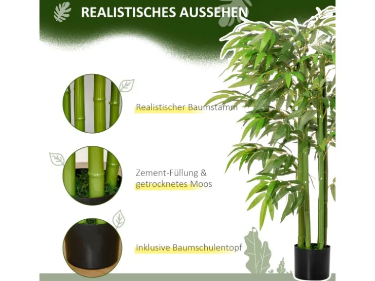 HOMCOM Künstliche Pflanze Seidentuch Kunststoff 17L x 17B x 140H cm* Kunstpflanzen