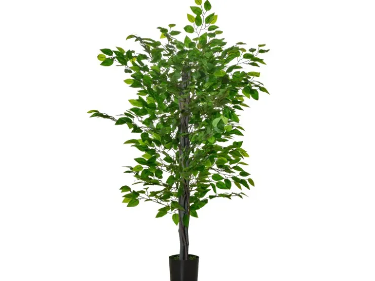 HOMCOM Künstlicher Ficusbaum Kunststoff Zement 15L x 15B x 135H cm* Kunstpflanzen