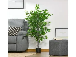 HOMCOM Künstlicher Ficusbaum Kunststoff Zement 15L x 15B x 135H cm* Kunstpflanzen