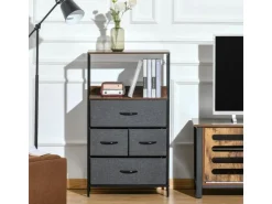 HOMCOM Kommode mit 4 Schubladen Aufbewahrungsschrank Kommodenschrank Schwarz* Regale Schwarz|Schränke